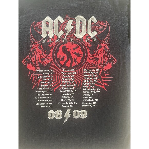 AC DC Black Ice Rock‎ N Roll Train Shirt Mens M Black Crew Neck Band Tee 2009 - Picture 7 of 9